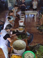 Preparing tamales for the Fiesta